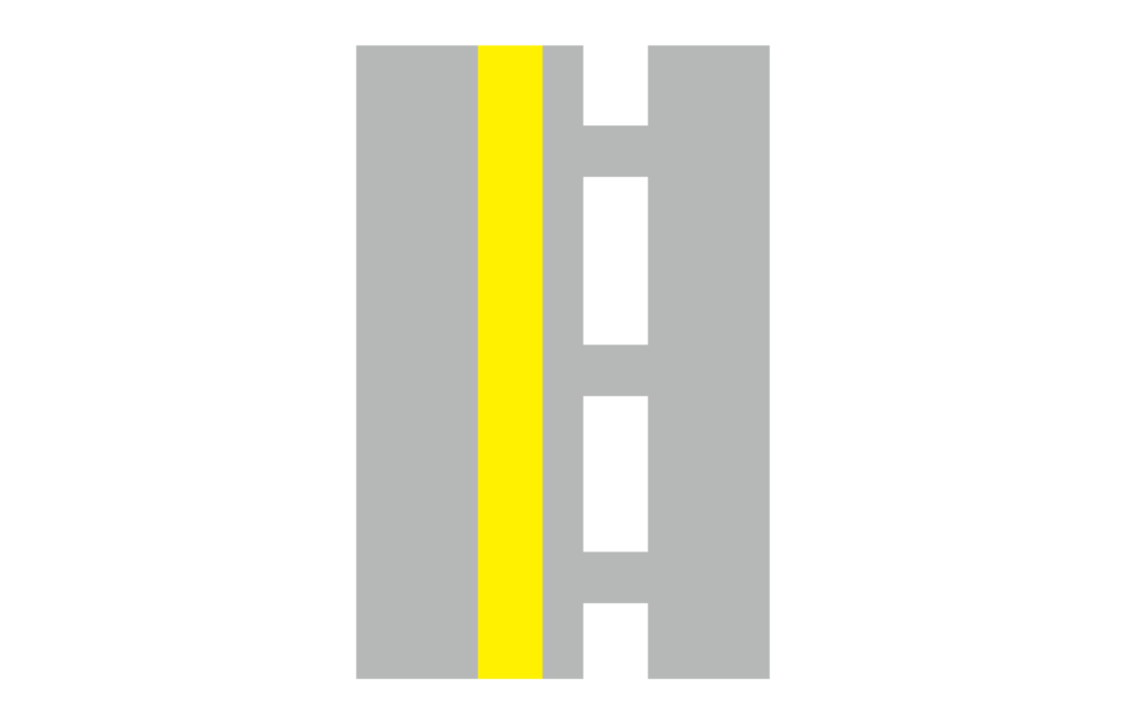 車道線為黃色實線和白色虛線的雙線示意圖