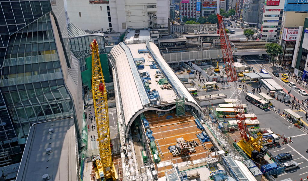 俯瞰澀谷地區的施工模樣
